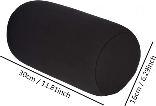Vista 4 de Emivery Almohada ortopédica redonda de microcuentas para el cuello cilíndrico, almohada de espuma viscoelástica que reduce el dolor de espalda, Negro
