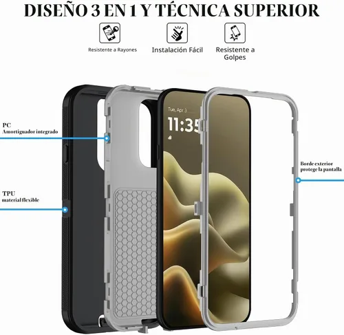 Vista 5 de Qinmay Funda para teléfono Motorola Moto Edge 5G 2026, color negro y gris NegroGris