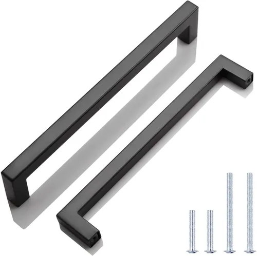 Vista 36 de Juego de manijas de puerta de acero inoxidable de 1/2 de ancho, esquinas cuadradas, para armario de cocina