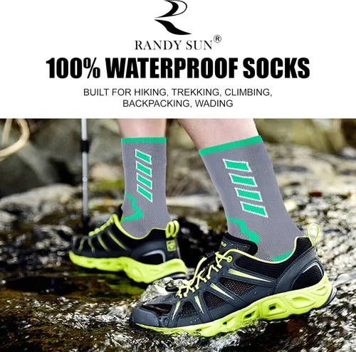Vista 4 de RANDY SUN - Calcetines 100 impermeables unisex para practicar senderismo caminar correr esquiar etc