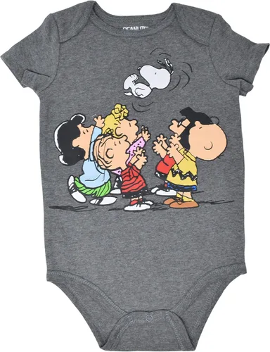 Vista 5 de Peanuts Snoopy - Paquete de 4 mamelucos para bebés - Charlie Brown Woodstock Joe Cool, Marrón