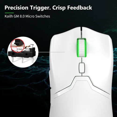 Vista 4 de DeLUX M800PRO - Mouse inalámbrico para juegos con sensor PAW 3370, conexión multidispositivo, rueda codificadora TTC, 19000 DPI, 70 G ligero