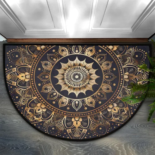 Vista 9 de Felpudo Semicircular de Animales Libélula Boho Lavable Tapete Semicírculo Antideslizante Absorbente Alfombras de Media Luna para Entrada