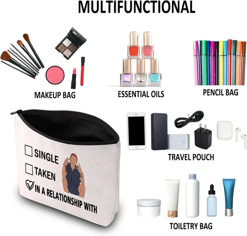 Vista 4 de G2TUP Programa de televisión inspirado regalo Bule maquillaje bolsa R P Fan bolsa de cosméticos R P Merch, Beige