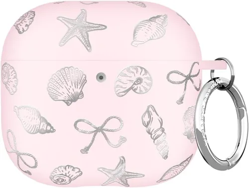 Vista 7 de VELVET CAVIAR Funda compatible con AirPods 4 con llavero, bonitas fundas protectoras duras de 4ª generación para mujer, diseño de lunares azules