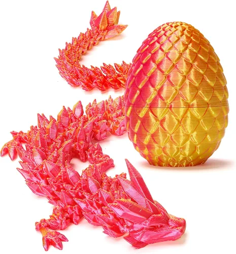 Vista 7 de Zobetro Dragón Impreso en 3D con Huevo Sorpresa, Dragón de Cristal Articulado en Huevo, Juguetes de Escritorio Fidget de Dragón Ejecutivo, Regalos