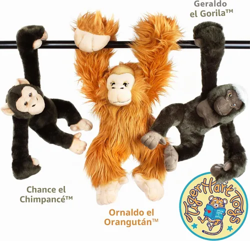 Vista 7 de TigerHart Geraldo The Gorilla - Mono de peluche de 14 pulgadas (con brazos colgantes extendidos)
