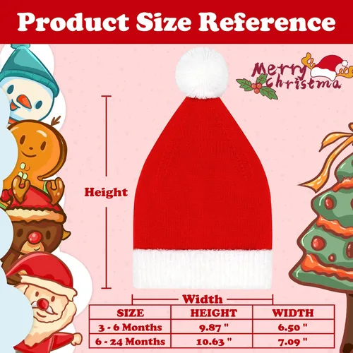 Vista 7 de Sombrero de Papá Noel para bebé, gorro de Navidad para bebé, gorro de Navidad para recién nacido, disfraz de Papá Noel para bebé