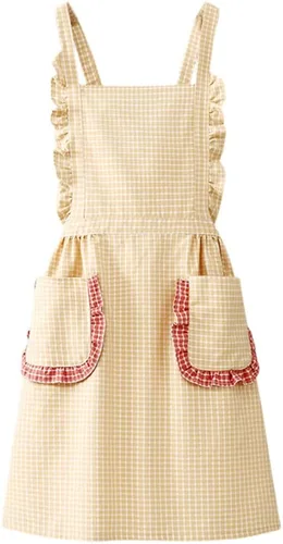 Vista 3 de Delantal de cocina pequeño con bolsillo, vestido delantal tipo pichi para mujeres, delantal de cocina de algodón, regalo para mujeres, peso dentro