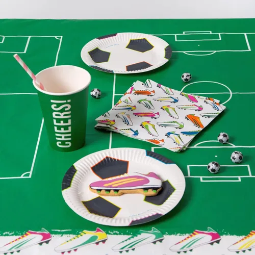 Vista 7 de Decoraciones reutilizables para fiestas de fútbol, banderines de feliz cumpleaños para adultos, niños y niñas, pancarta de papel de fútbol ecológico