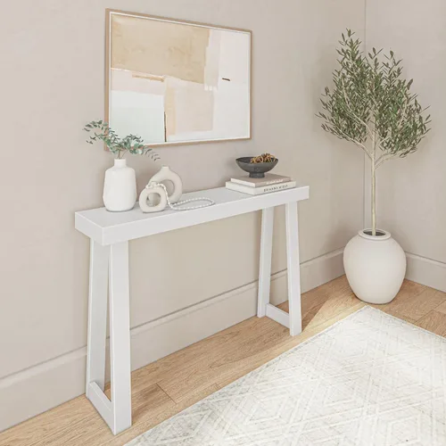 Vista 23 de Plank+Beam Mesa consola de madera maciza, 36 pulgadas, mesa de sofá, mesa de entrada estrecha para pasillo, detrás del sofá, sala de estar, Negro