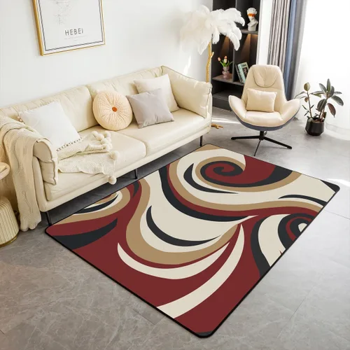Vista 25 de Alfombra de área en espiral colorida de 3 x 5 pies, abstracta y moderna geométrica, decoración de remolinos, antideslizante, para hombres, mujeres