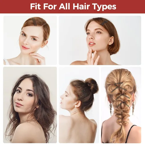 Vista 5 de 300 horquillas negras, horquillas para el cabello para mujeres, niñas y niños, pinzas para el cabello de ondas invisibles a granel con caja de Negro