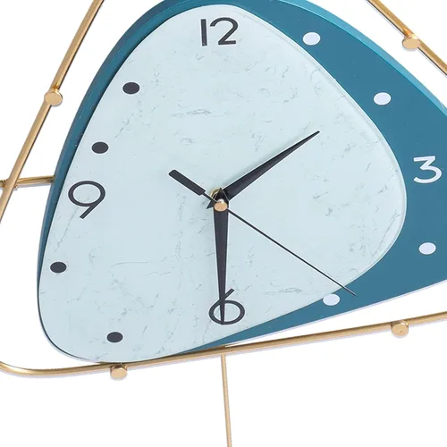 Vista 2 de Reloj colgante elegante, reloj de pared con péndulo, moderno reloj de lujo con luz nórdica, silencioso, grueso, manecillas de metal grueso