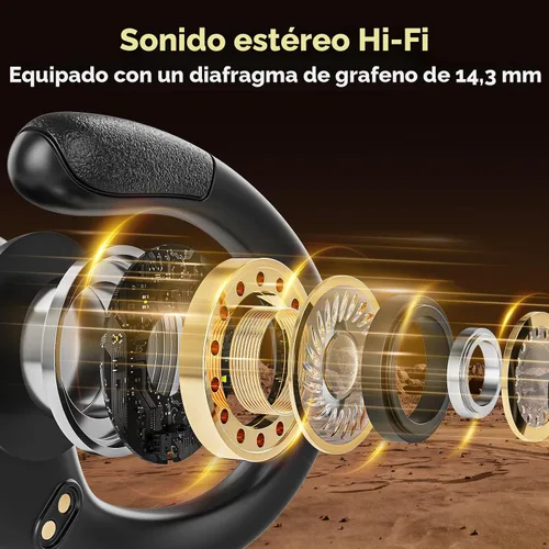 Vista 3 de Auriculares inalámbricos Bluetooth de reproducción de 80 horas, pantalla de alimentación con micrófono con cancelación de ruido, auriculares