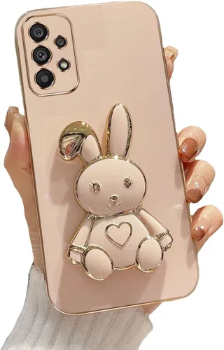 Vista 12 de Funda con soporte de conejo de corazón para Samsung Galaxy A10, cubierta protectora de TPU suave galvanizada a prueba de golpes con bonito soporte
