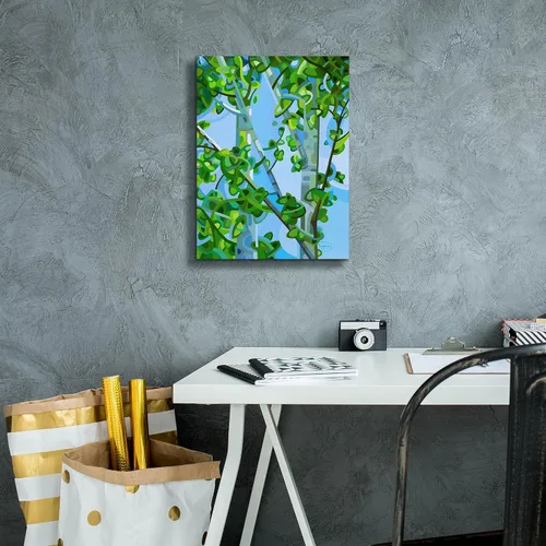 Vista 7 de Epic Graffiti Mandy Budan - Lienzo decorativo para pared, diseño de "Birch Light", 12 x 16 pulgadas