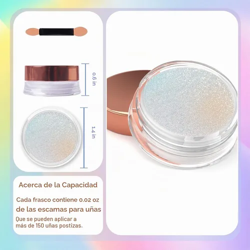 Vista 5 de Laza Polvo de uñas de cromo unicornio esmaltado dona uñas pigmento