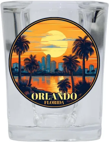 Vista 6 de Orlando Florida B Souvenir - Vaso de chupito cuadrado de 2.5 onzas, base azul individual