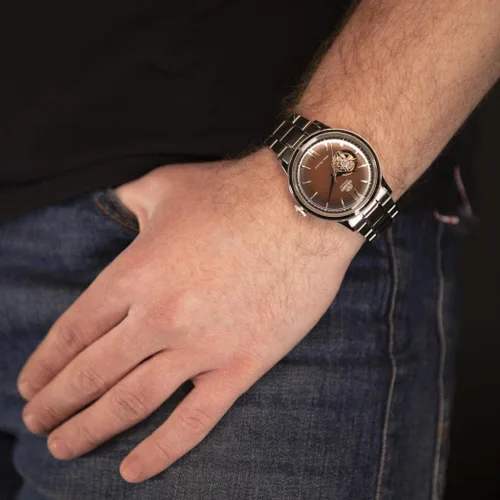 Vista 6 de Orient Reloj automático para hombre con correa de acero inoxidable, gris, 22 (Modelo RA-AG0027Y10B)