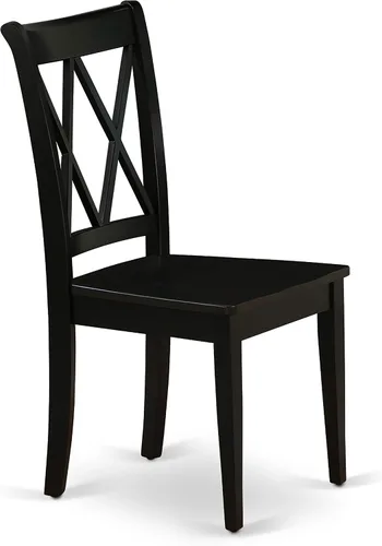 Vista 8 de East West Furniture LGCL7-BLK-W - Juego de mesa de comedor de 7 piezas que consta de una mesa de comedor rectangular con hojas de mariposa y 6 Negro