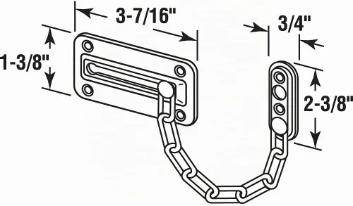 Vista 2 de Prime-Line U 10386 - Protector de puerta con cadena de acero, níquel satinado (paquete individual)