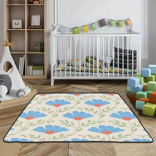 Vista 7 de Lovely Daisy Flowers Soft Padded Baby Gym & Activity Mat for Floor Cozy Breathable Travel Play Mat for Baby Kids Toddlers Infants, 50'' x 50