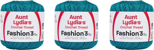 Vista 11 de Aunt Lydia Classic Crochet - 3 unidades de 350y/1,049.9 ft - Natural Tamaño 10 3 capas 100% algodón mercerizado hilo de ganchillo para tapetes