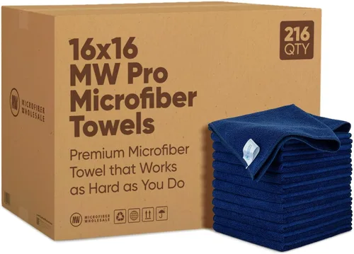 Vista 17 de Microfiber Wholesale Toallas de microfibra Pro Multi Surface de 16" x 16" a granel Caja: 216 Cantidad (negro)