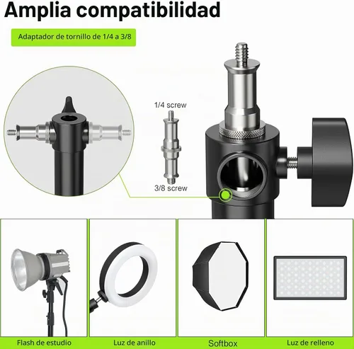 Vista 4 de Soporte de luz de anillo – Brazo triangular de montaje en pared, soporte de pared de 4.3 pies, soporte de tirpod de rotación flexible de 180°