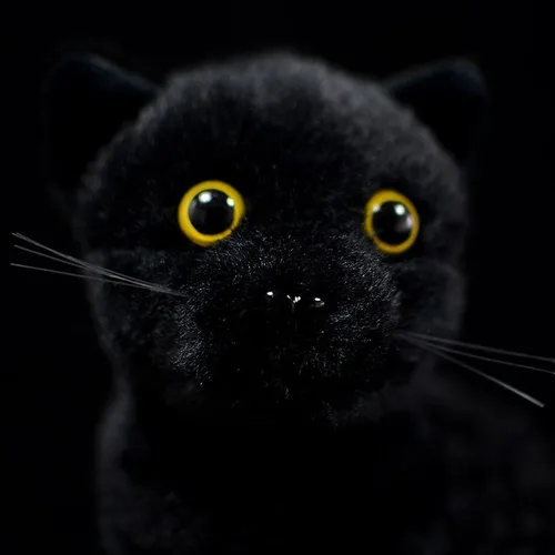 Vista 7 de Tiny Heart Juguete de peluche suave de imitación de gato negro de 9 pulgadas de largo, lindo y realista juguete de peluche de gato negro para niños