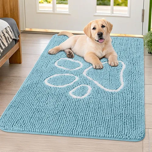 Vista 158 de Smiry Tapete para puerta de perro para patas fangosas, absorbente y Gris y negro
