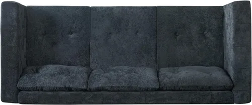 Vista 4 de French Country - Sofá de felpilla de 78 pulgadas con patas de madera de 78" 3 plazas azul