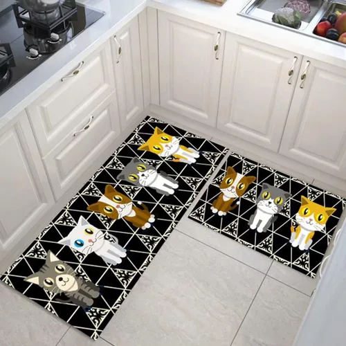 Vista 40 de Alfombras de cocina coloridas para piso, alfombras de cocina antideslizantes, juego de tapetes de cocina de granja, alfombras y tapetes de cocina