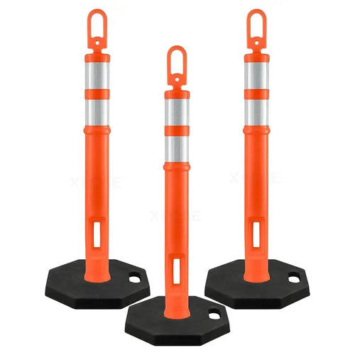 Vista 16 de Xpose Safety Postes de delineador naranja de 45 pulgadas con base, paquete de 3 – parte superior de anillo, banda reflectante de 10 pulgadas, base