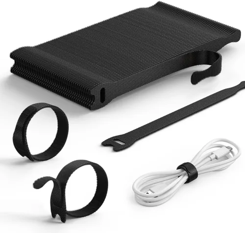 Vista 9 de Lamicall - Paquete de 10 bridas de silicona para cables, organizador de cables reutilizable duradero con hebilla de bloqueo, correas elásticas