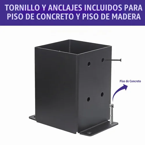 Vista 8 de 4x4 Base de poste de 4 piezas, (Tamaño interno 3.5"x3.5") Soporte de poste de valla de madera para pérgola, anclaje de poste recubierto en polvo