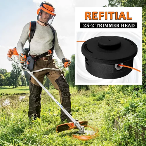 Vista 2 de Paquete de 2 cabezales de recortadora de cuerda de alimentación de 25-2 golpes 4002 710 2191 - para Stihl AUTOCUT FS44 FS55 FS56 FS70 FS80 FS90