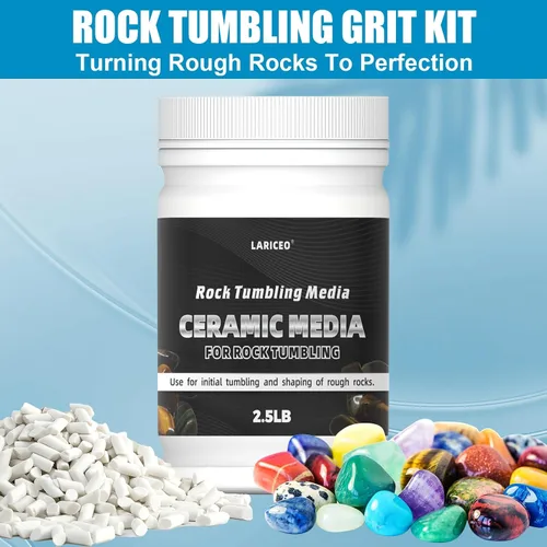Vista 2 de Medios de cerámica de 2.5 libras para pulir rocas, medios de relleno de cerámica de 3/16 pulgadas x 3/8 pulgadas, no abrasivos, reutilizables
