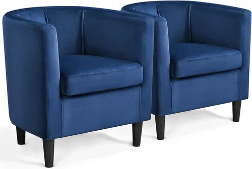Vista 15 de Yaheetech Silla decorativa de terciopelo, sillones modernos y cómodos, silla tapizada de barril para sala de estar, dormitorio, sala de espera, Azul