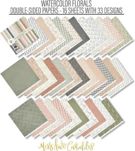 Vista 4 de Paquete de papel de patrón – Acuarela Florales – Papel de álbum de recortes de 12 x 12 pulgadas, 12 x 12 pulgadas, diseño floral de álbumes