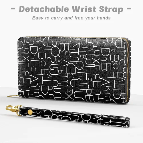 Vista 6 de Cartera para mujer, cartera de pulsera RFID para mujer, monederos de embrague para damas, soporte grande para tarjetas de viaje con soporte