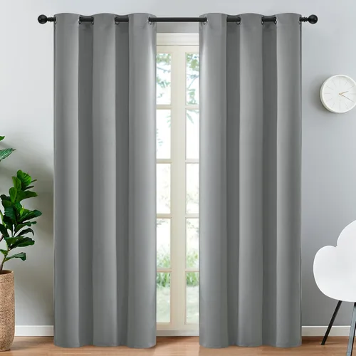Vista 15 de Yakamok Cortinas opacas para dormitorio, aislamiento térmico, cortinas de oscurecimiento de habitación para sala de estar, juego de 2 paneles