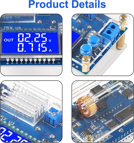 Vista 4 de Convertidor Buck de 6.5V-36V 24V a 1.2V-32V 3.3V 5V 9V 12V Volt DC-DC ajustable reductor de voltaje regulador de voltaje 4.5A 75W CC CV módulo