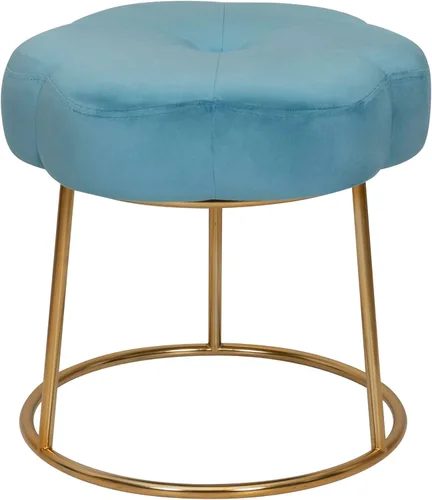 Vista 13 de Linon Talulah - Taburete decorativo y tocador azul claro y dorado