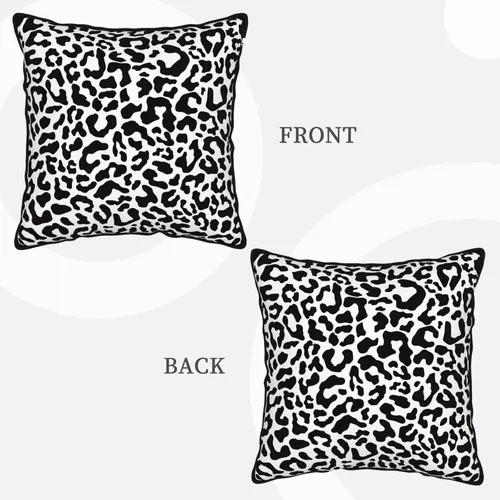 Vista 3 de Funda de almohada de terciopelo con estampado de leopardo y guepardo de 18 x 18 pulgadas, funda de almohada cuadrada decorativa en blanco y negro