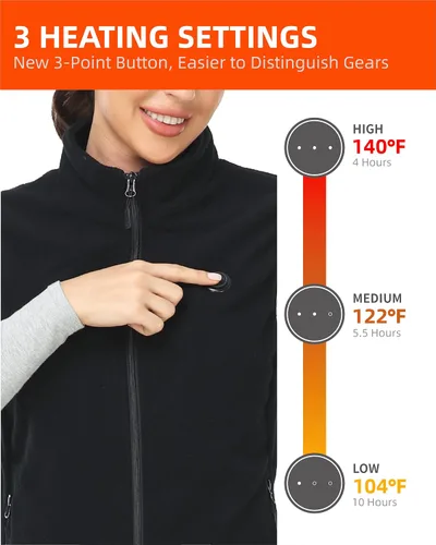 Vista 3 de HEWINZE Chaleco calefactor de forro polar para hombremujer con paquete