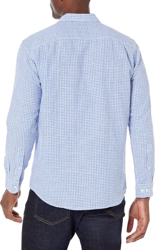 Vista 3 de Tienda Essentials Camisa de algodón de lino de manga larga para hombre con ajuste regular