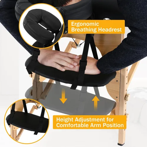Vista 3 de Mesa de masaje, mesas de masaje portátiles con funda de transporte, cama de spa más suave, mesa de masaje de madera resistente, cama de pestañas