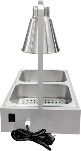 Vista 3 de Calentador portátil de papas fritas calentador de lámpara de calor infrarrojo estación de retención de alimentos con bombillas dobles y bandejas